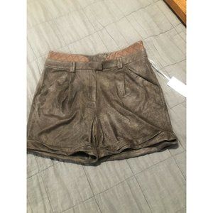 NWT 2brych Taupe Faux Leather Pleated Shorts 10